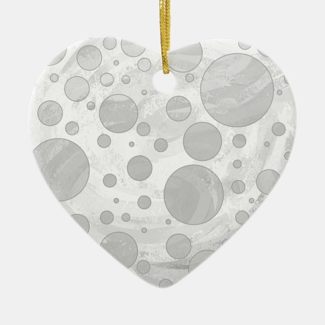 Rainy Sky Grey Polka Dots Ceramic Tree Decoration (Front)