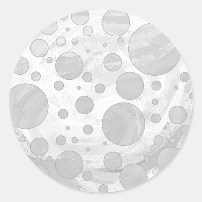 Rainy Sky Grey Polka Dots Classic Round Sticker (Front)