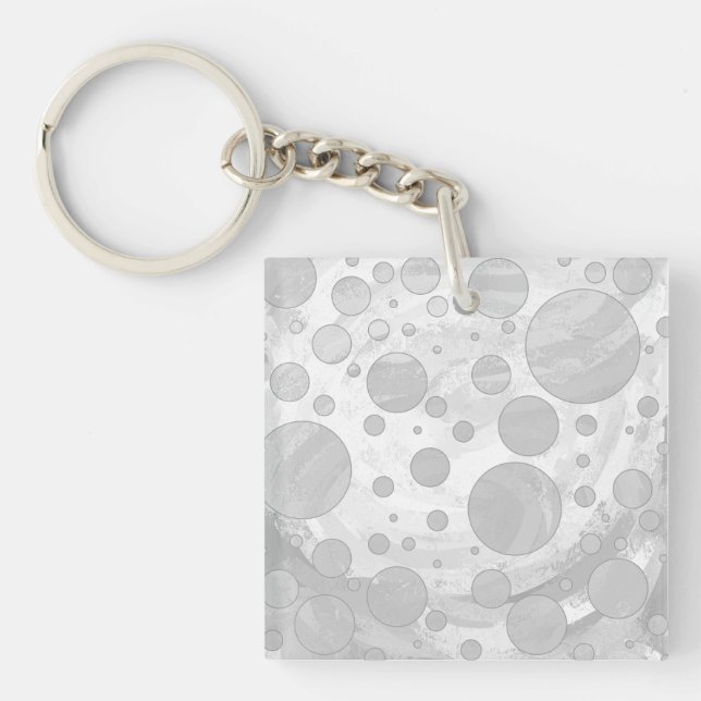 Rainy Sky Grey Polka Dots Key Ring (Front)