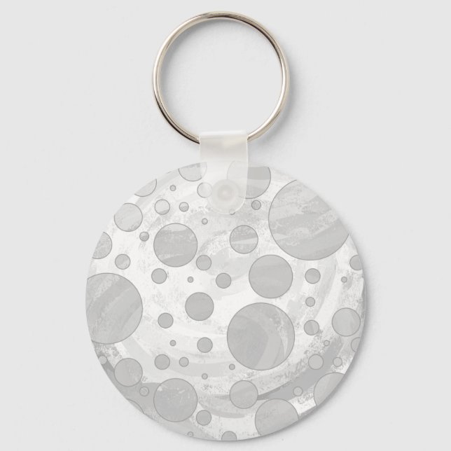 Rainy Sky Grey Polka Dots Key Ring (Front)