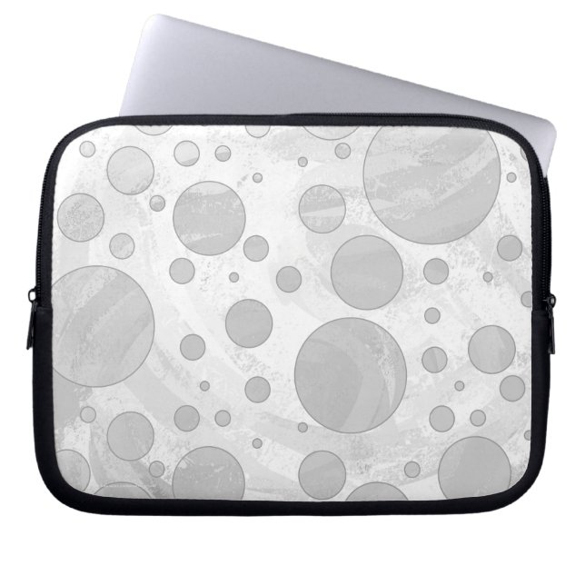 Rainy Sky Grey Polka Dots Laptop Sleeve (Front)