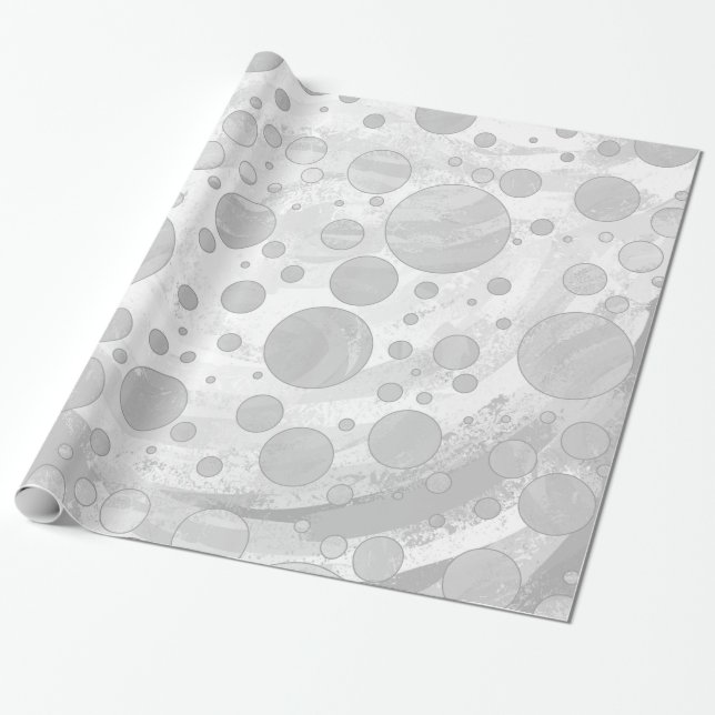 Rainy Sky Grey Polka Dots Wrapping Paper (Unrolled)