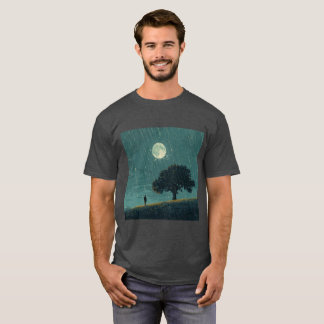 Rainy Solitude – Lonely Person & Tree Illustration T-Shirt