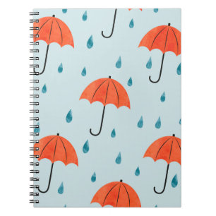 Rainy Umbrellas: Watercolor Autumn Drops Notebook