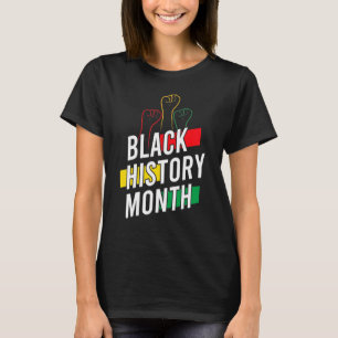 Raise African Proud Fist Hand Black Month History  T-Shirt