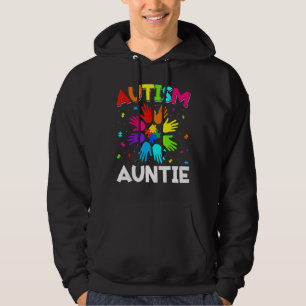 Raise Hand Autism Awareness Auntie Family Support Hoodie