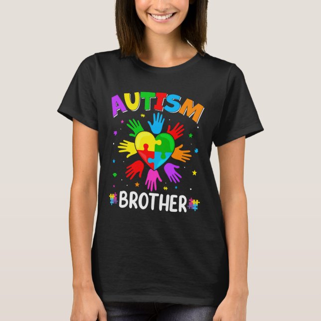 Raise Hand Autism Awareness Brother Family Matchin T-Shirt (Front)