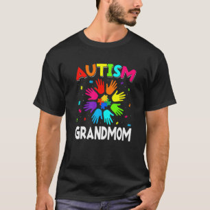 Raise Hand Autism Awareness Grandmom Family Suppor T-Shirt