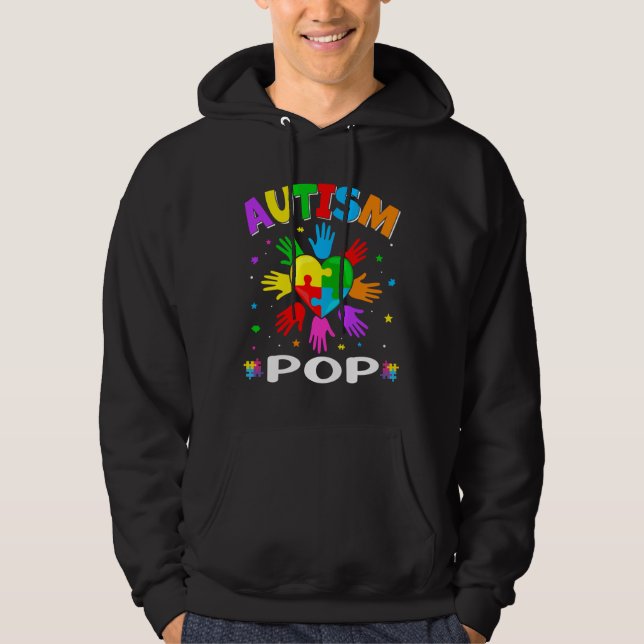 Raise Hand Autism Awareness Pop Family Matching Ou Hoodie (Front)