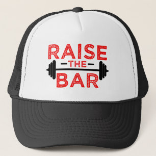 Raise the Bar funny fitness gym saying hat red