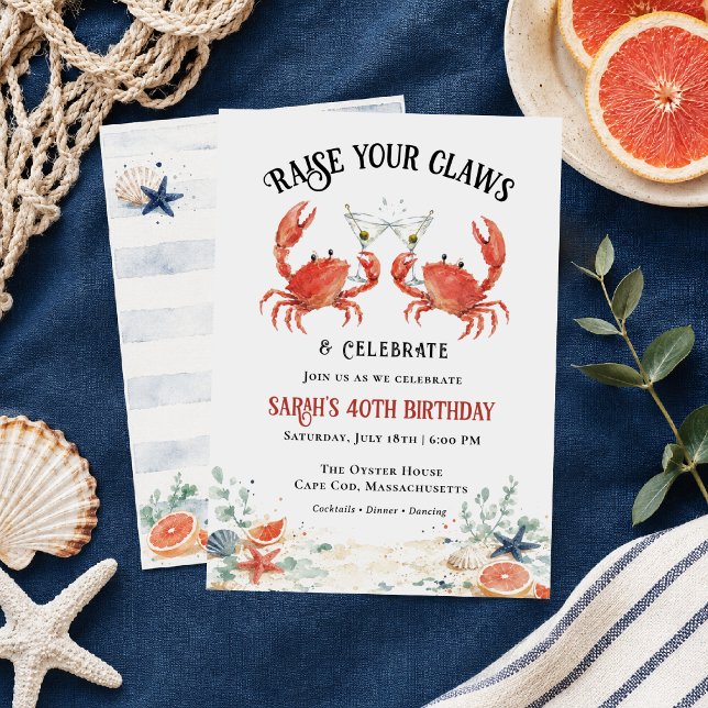 Raise Your Claws Coastal Birthday Invitation (Creator Uploaded)