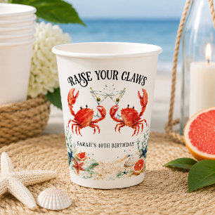 Raise Your Claws Coastal Birthday Paper Cups