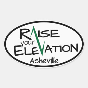 Raise Your Elevation - Asheville - Oval Sticker