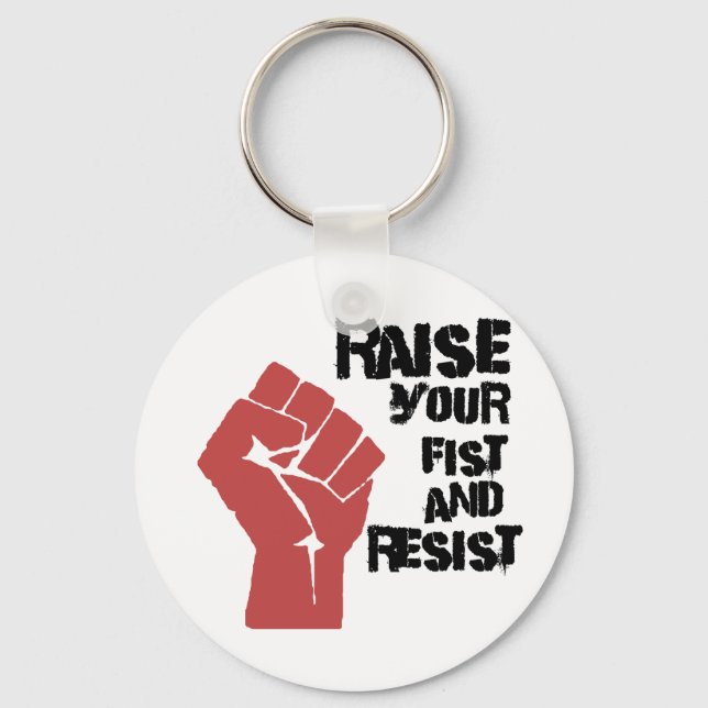 Raise your fist and resist key ring (Front)