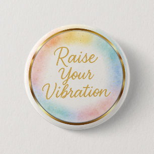 Raise Your Vibration Rainbow Watercolor Energy 6 Cm Round Badge