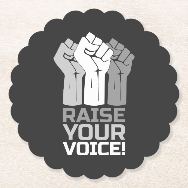 Raise Your Voice 3 W Paper Coaster (Front)