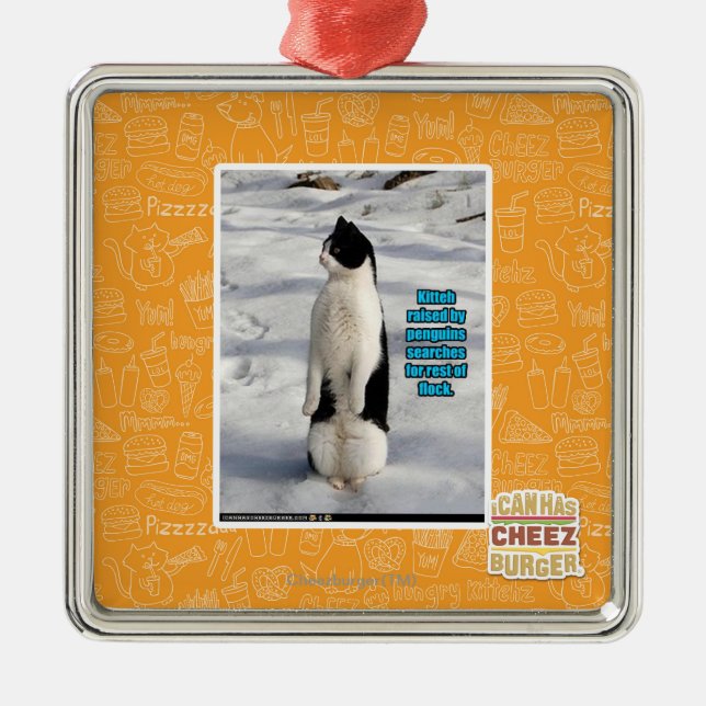 Raised by Penguins Metal Tree Decoration (Front)