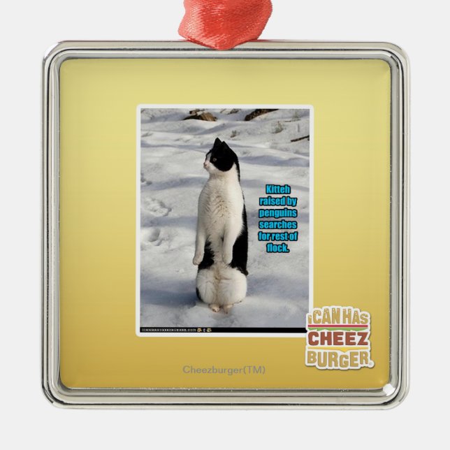 Raised by Penguins Metal Tree Decoration (Front)