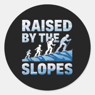 Raised By The Slopes Alpine Skiing Classic Round Sticker