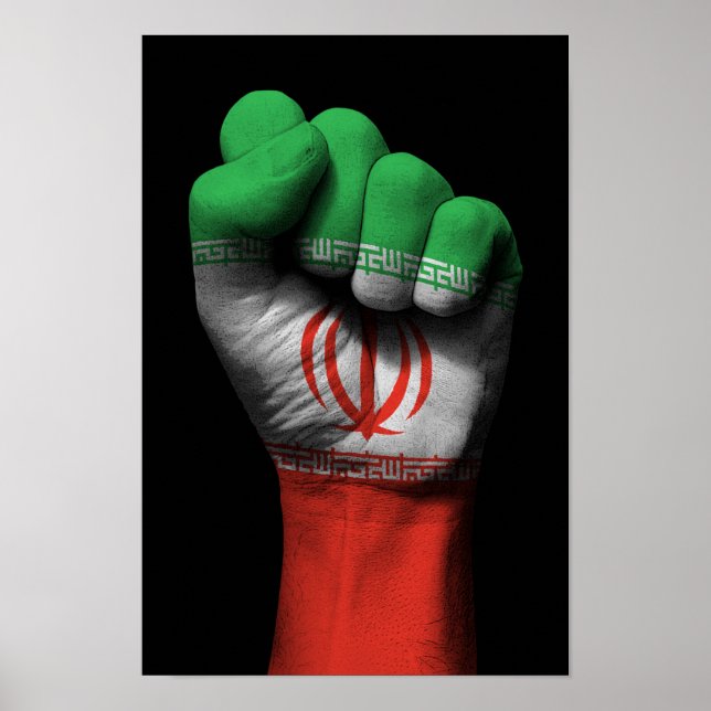 Raised Clenched Fist with Iranian Flag Poster (Front)