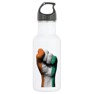 Raised Clenched Fist with Ivory Coast Flag 532 Ml Water Bottle