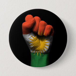 Raised Clenched Fist with Kurdish Flag 7.5 Cm Round Badge