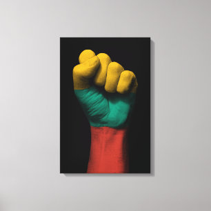 Raised Clenched Fist with Lithuanian Flag Canvas Print