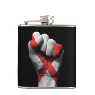 Raised Clenched Fist with Northern Ireland Flag Hip Flask