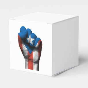 Raised Clenched Fist with Puerto Rican Flag Favour Box