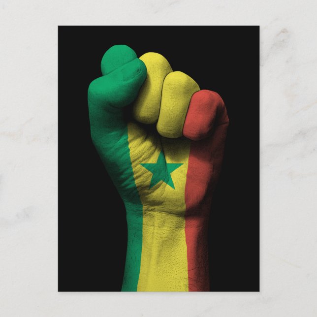 Raised Clenched Fist with Senegal Flag Postcard (Front)