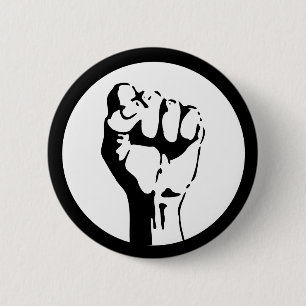 Raised Fist 6 Cm Round Badge
