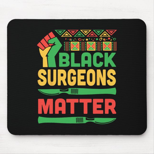 Raised Fist Heartbeat Black Surgeons Problem Healt Mouse Pad (Front)