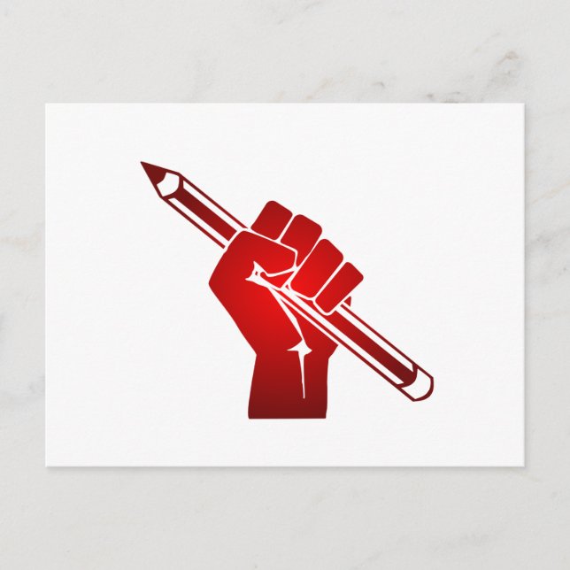 Raised Fist Holding Pencil Postcard (Front)