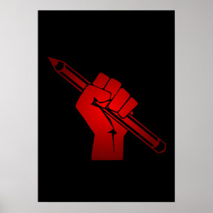 Raised Fist Holding Pencil Poster