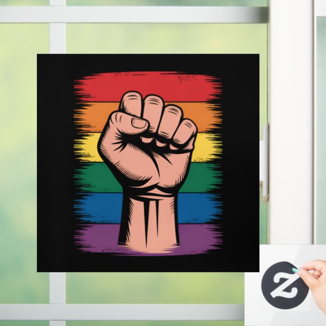 Raised Fist Pride Rainbow LGBTQ Support Rights (Home)
