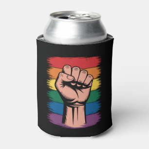 Raised Fist Pride Rainbow LGBTQ Support Rights Can Cooler