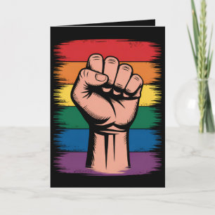 Raised Fist Pride Rainbow LGBTQ Support Rights Card