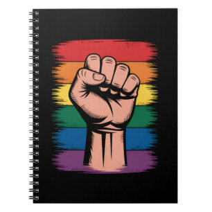 Raised Fist Pride Rainbow LGBTQ Support Rights Notebook