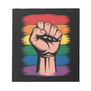 Raised Fist Pride Rainbow LGBTQ Support Rights Notepad
