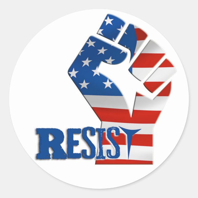 Raised Fist Resist Symbol Decal Classic Round Sticker (Front)