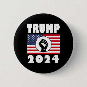Raised Fist Trump 2024 American Flag Patriot 6 Cm Round Badge