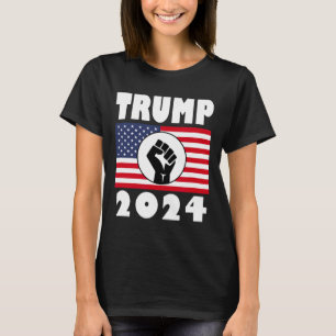Raised Fist Trump 2024 American Flag Patriot T-Shirt