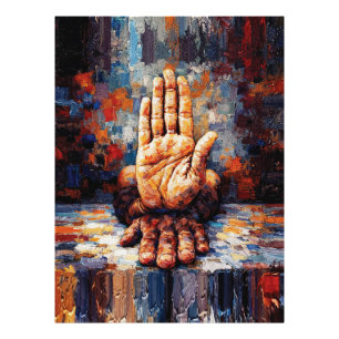 Raised Hand Gesture Expressive Impasto Photo Print