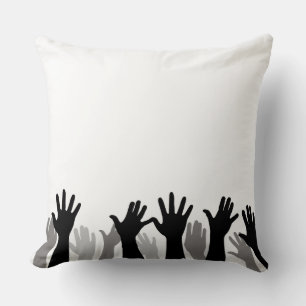 Raised hands silhouette, hand raising, protest cushion