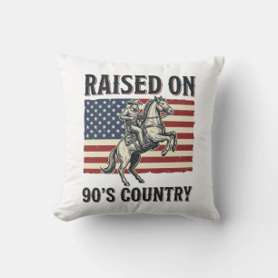 Raised On 90s Country Cowboy Western Shirt Design_ Cushion