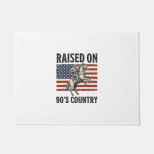 Raised On 90s Country Cowboy Western Shirt Design_ Doormat