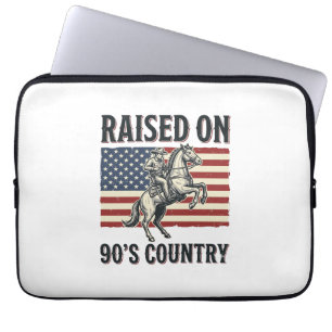 Raised On 90s Country Cowboy Western Shirt Design_ Laptop Sleeve