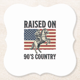 Raised On 90s Country Cowboy Western Shirt Design_ Paper Coaster