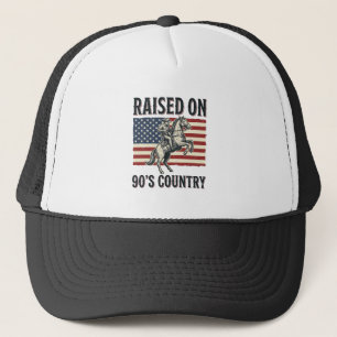 Raised On 90s Country Cowboy Western Shirt Design_ Trucker Hat