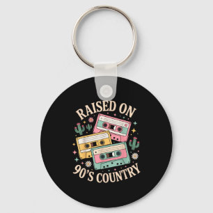 Raised On 90's Country Music Retro Cette Design  Key Ring